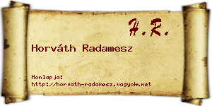 Horváth Radamesz névjegykártya